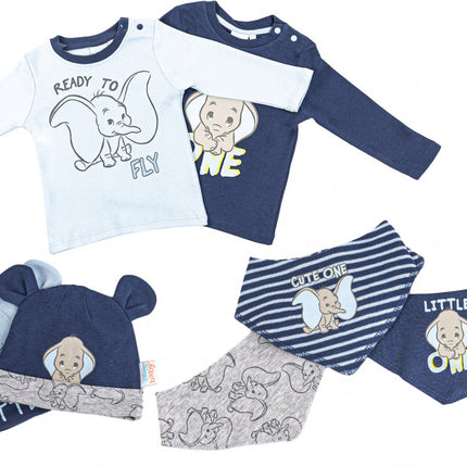 Disney Dumbo Little One baba póló + sapka és nyálkendő 7 db szett 62/68 cm