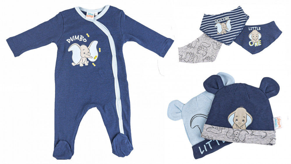 Disney Dumbo Little One baba rugdalózó + sapka és nyálkendő 6 db-os szett 86/92 cm