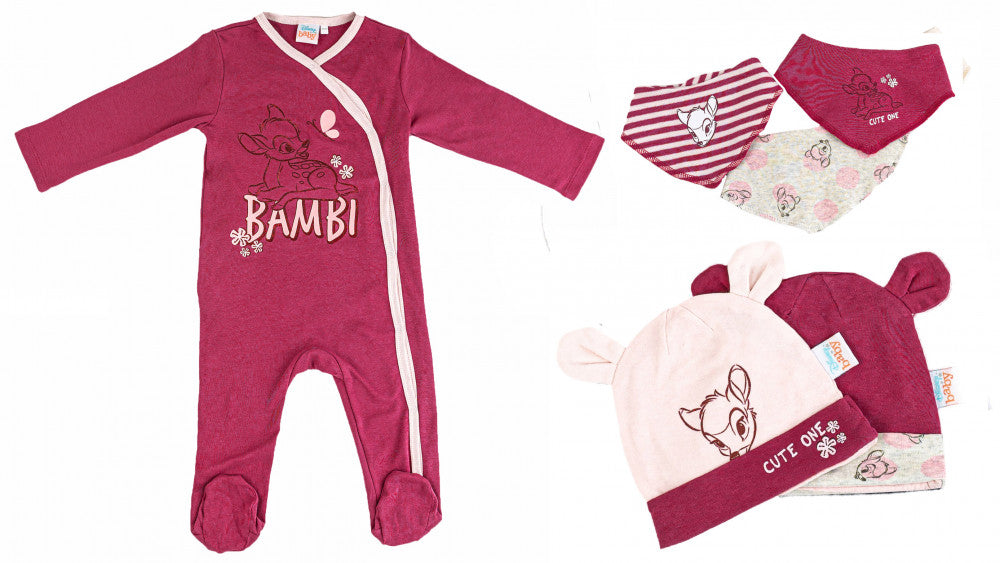 Disney Bambi Cute One baba rugdalózó + sapka és nyálkendő 6 db-os szett 74/80 cm