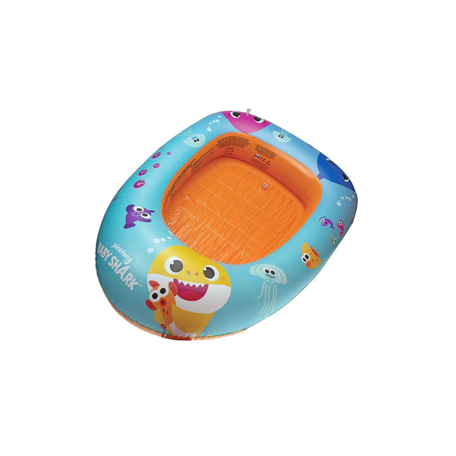 Vidám Baby Shark csónak gyerekeknek, tartós felfújható anyagból, biztonságos és kényelmes medencézéshez, strandoláshoz és nyári játékhoz