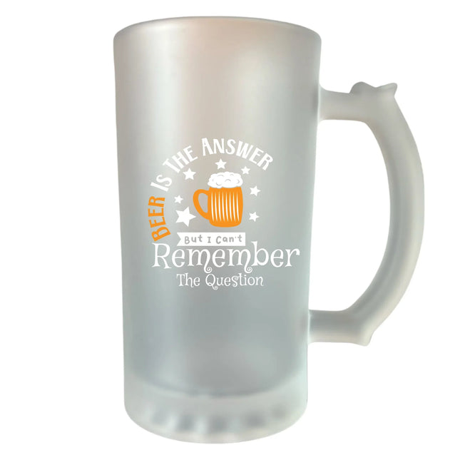 400 ml homokfújt söröskorsó „Beer is the answer” felirattal – humoros ajándék sörimádóknak
