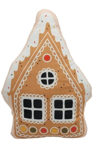 Mézeskalács házikó Sweet Karácsony formapárna, díszpárna 40x34 cm Velúr