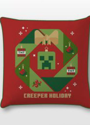 Minecraft Creeper Holiday Karácsony párnahuzat 40x40 cm Velúr
