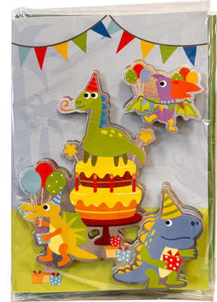 Dinoszaurusz Party 3D üdvözlőkártya