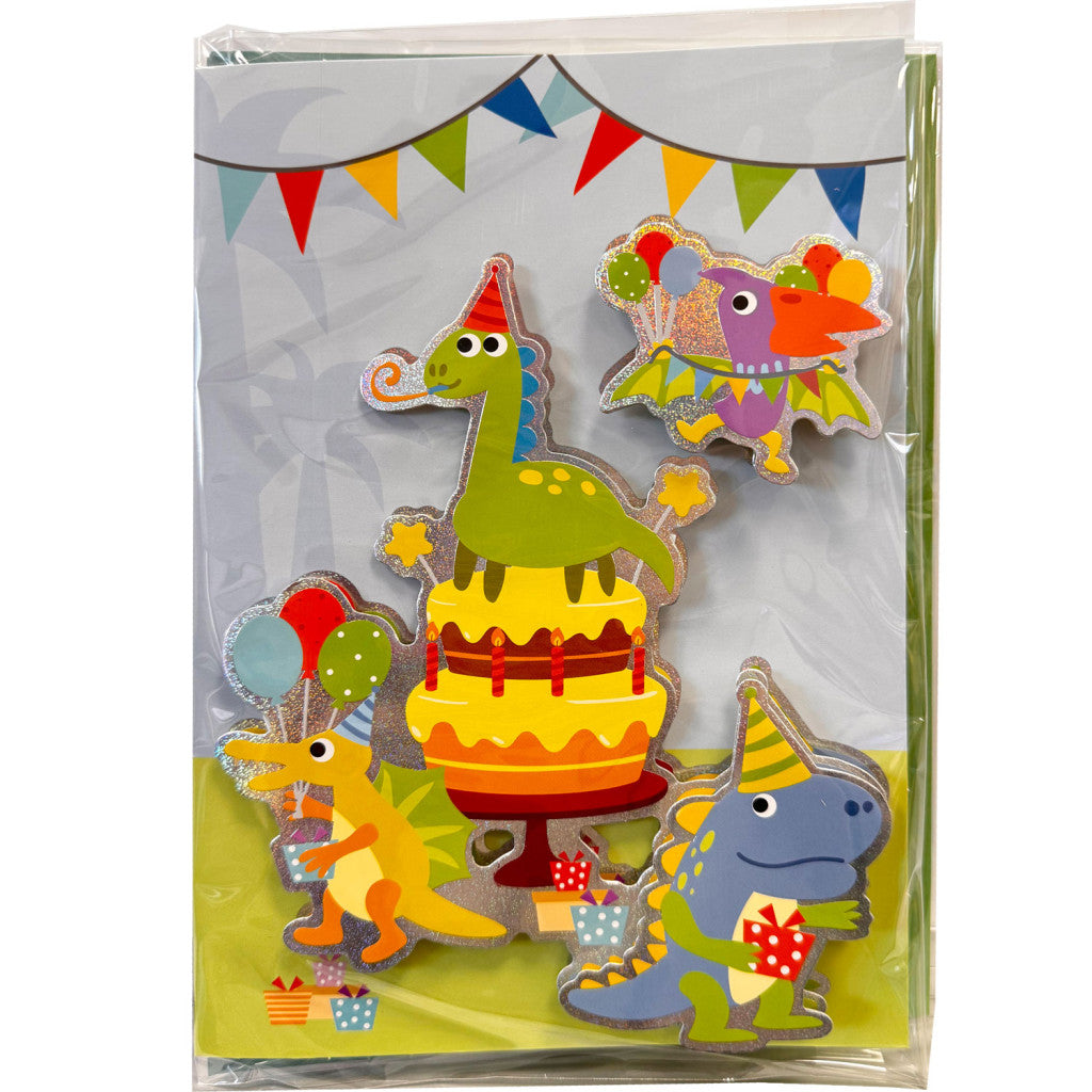 Dinoszaurusz Party 3D üdvözlőkártya