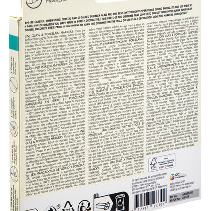 Színes Nassau üveg és porcelánfestő filctoll 12 db-os