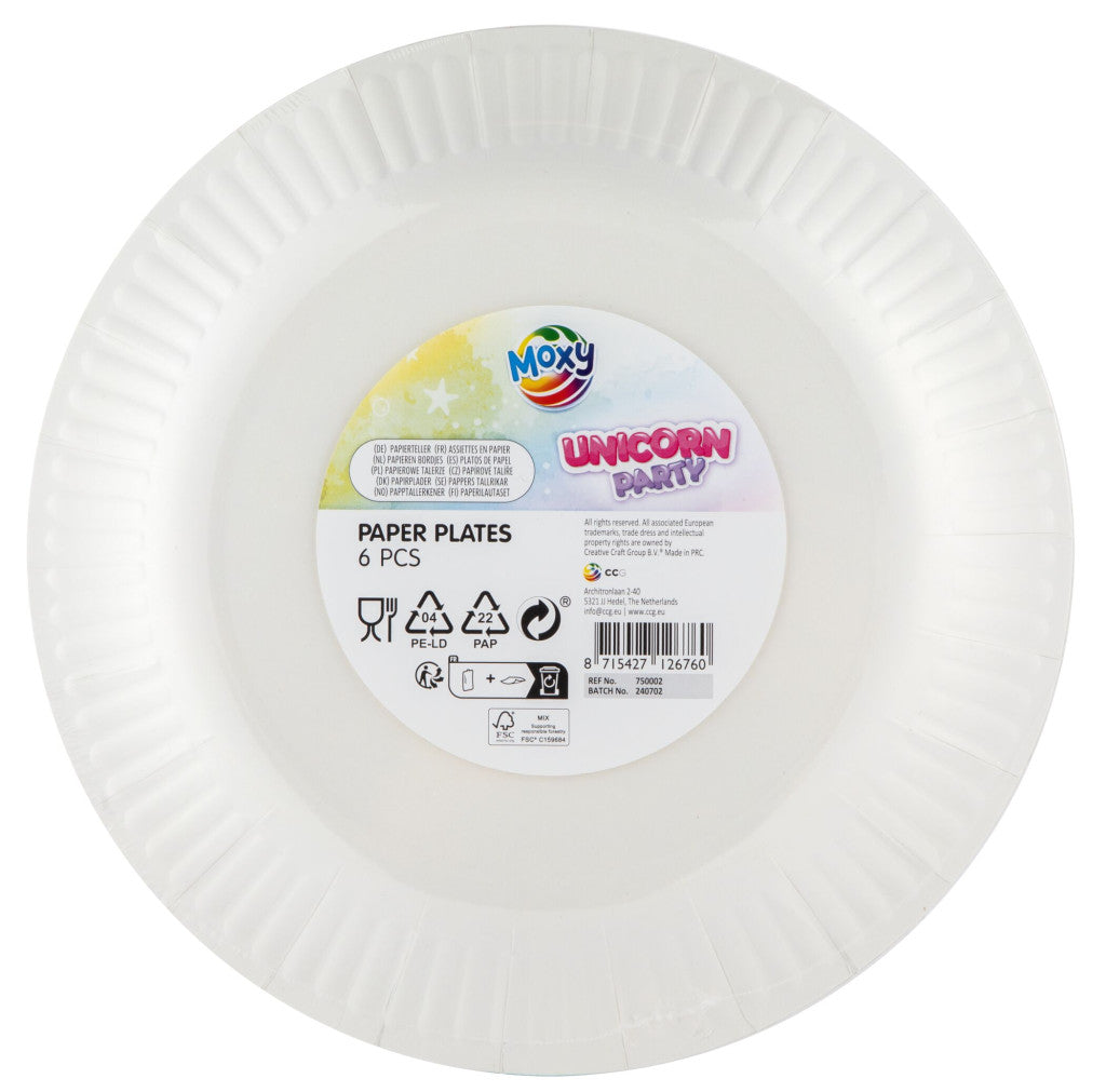 Unikornis Rainbow papírtányér 6 db-os 23 cm