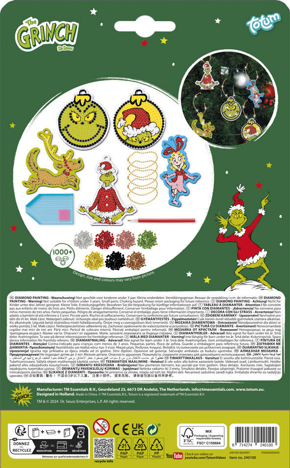 A Grincs Dr Seuss gyémántszemes szett akasztóval