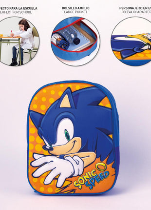 Sonic a sündisznó Speed 3D hátizsák, táska 31 cm