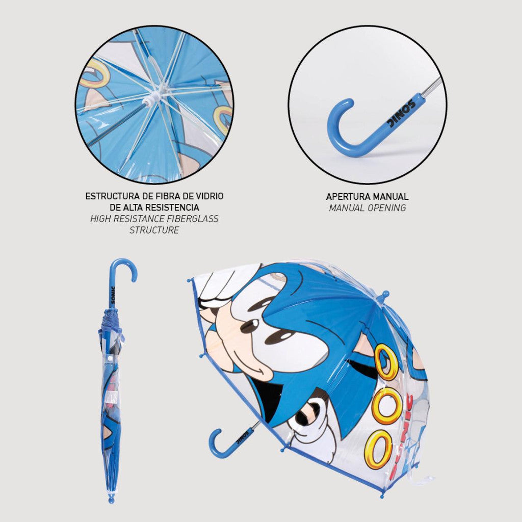 Sonic a sündisznó Ring gyerek átlátszó esernyő Ø71 cm