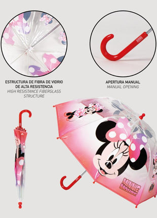 Disney Minnie Cheerful gyerek átlátszó esernyő Ø71 cm