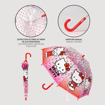 Hello Kitty Dots gyerek átlátszó esernyő Ø71 cm