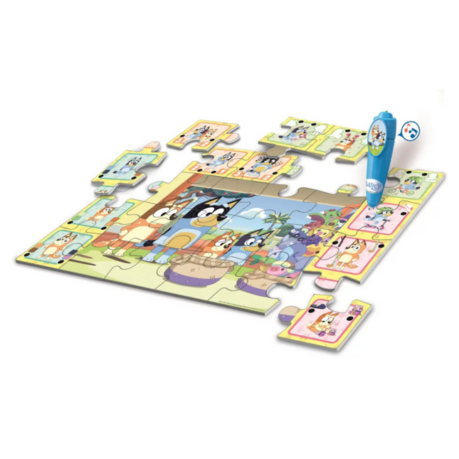 Bluey Playtime interaktív 24 darabos Clementoni puzzle – színes kirakó gyerekeknek, fejleszti a koncentrációt és kézügyességet