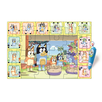 Bluey Playtime interaktív 24 darabos Clementoni puzzle – színes kirakó gyerekeknek, fejleszti a koncentrációt és kézügyességet