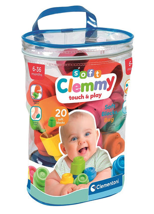 Színes Clemmy puha építőkocka 20 db-os Clementoni