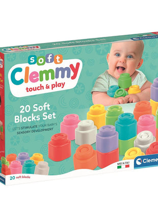 Színes Clemmy puha építőkocka szett 20 db-os Clementoni