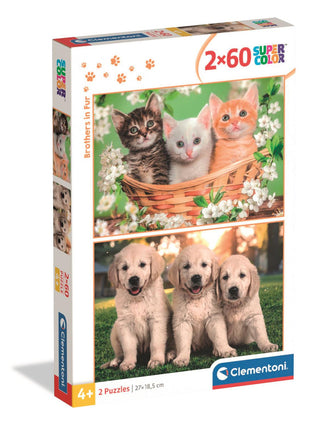 Állatos Brothers in Fur 2x60 db-os puzzle Clementoni