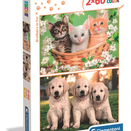 Állatos Brothers in Fur 2x60 db-os puzzle Clementoni