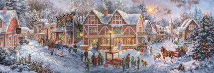 Karácsonyi falu Getting Ready 1000 db-os panorama puzzle Clementoni