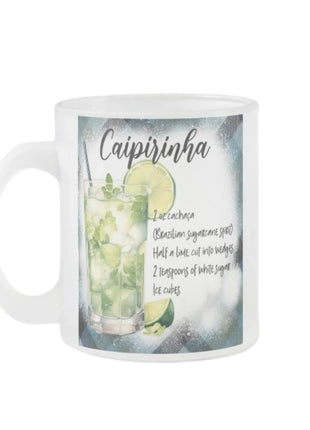 Bögre ami a Caipirinha kotél receptjét ábrázolja