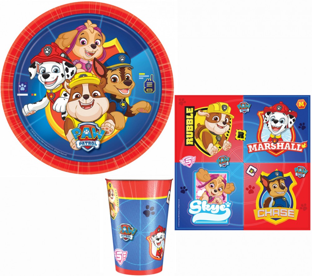 Mancs Őrjárat party szett 32 db-os 23 cm-es tányérral
