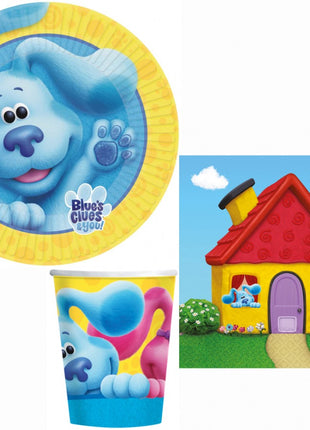 Azúrkék nyomok Fun party szett 32 db-os 23 cm-es tányérral