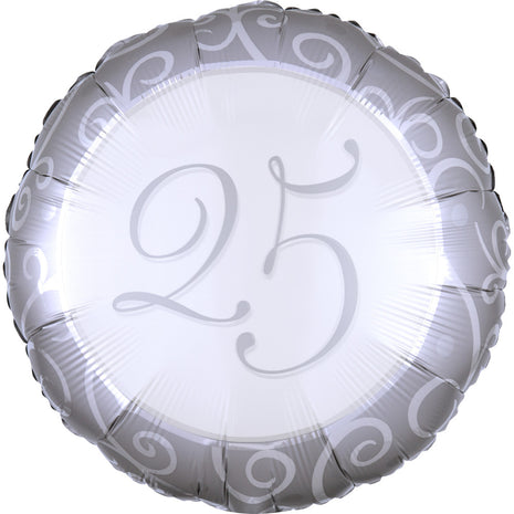 25. Anniversary, Házassági évforduló fólia lufi 43 cm