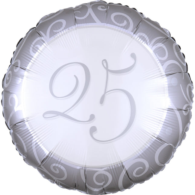 25. Anniversary, Házassági évforduló fólia lufi 43 cm