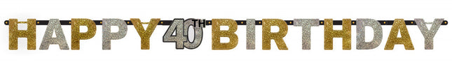 Happy Birthday Gold 40 hologrammos felirat 213 cm