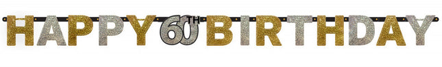 Happy Birthday Gold 60 hologrammos felirat 213 cm