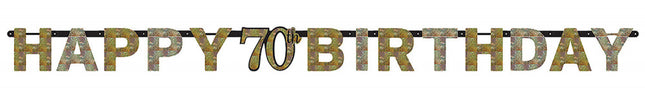 Happy Birthday Gold 70 hologrammos felirat 213 cm
