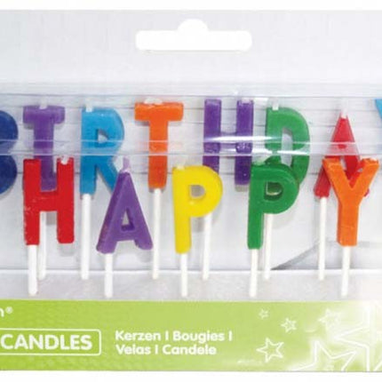 Színes Happy Birthday gyertya szett 13 db-os