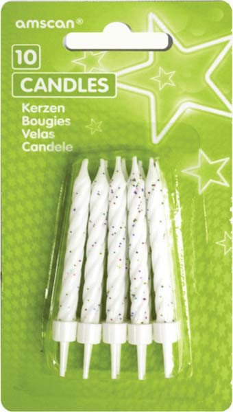 White csillámos tortagyertya, gyertya szett 10 db-os