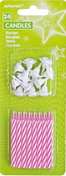 Pink spirál tortagyertya, gyertya szett 24 db-os
