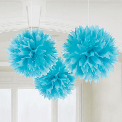 Kék Caribbean Blue függő pom pom dekoráció 3 db-os