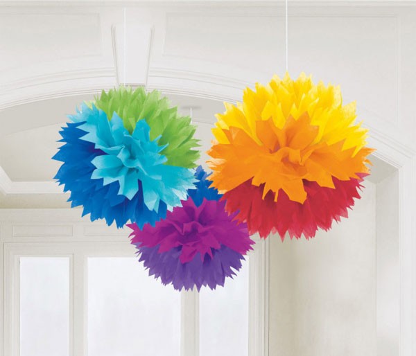 Rainbow, Színes függő pom pom dekoráció 3 db-os