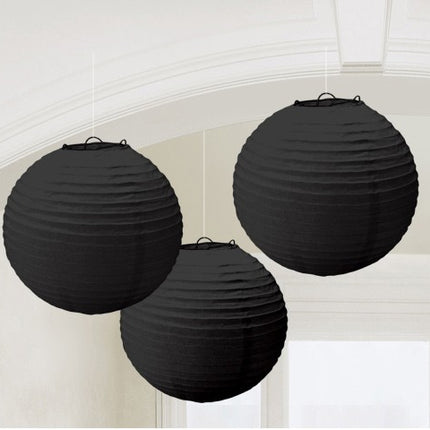 Black, Fekete lampion 3 db-os szett 20,4 cm