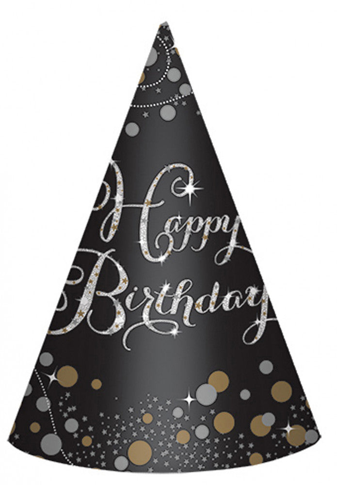 Happy Birthday Gold parti kalap, csákó 6 db-os