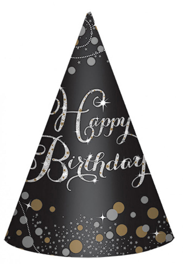 Happy Birthday Gold parti kalap, csákó 6 db-os