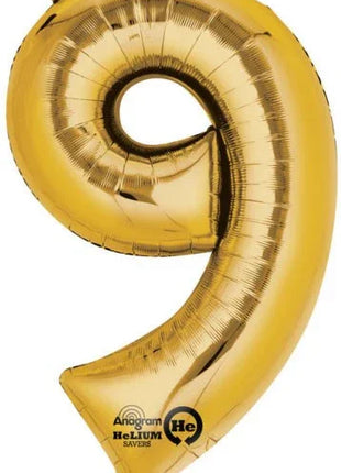 Arany Gold óriás 9-es szám fólia lufi  86x55 cm