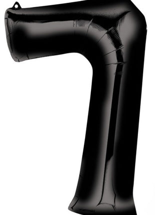 Fekete Black óriás szám fólia lufi 7-es,  88x55 cm