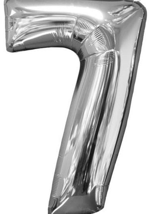 Szám Fólia lufi 7-es, Silver 66*43 cm