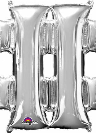 Mini Fólia lufi hashtag ikon, Silver 33 cm
