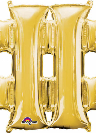 Gold, Arany mini fólia lufi hashtag ikon 33 cm