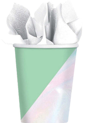 Színes Shimmering Party papír pohár 8 db-os 250 ml