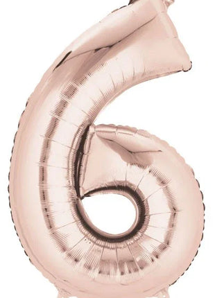 Rose Gold óriás szám fólia lufi 6-os, 86*55 cm