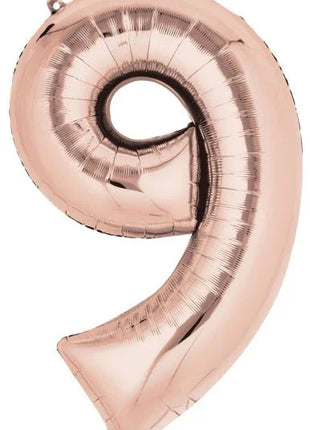 Rose Gold óriás szám fólia lufi 9-es, 86x55 cm