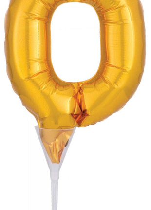 Gold, Arany 0-ás szám fólia lufi tortára 15 cm
