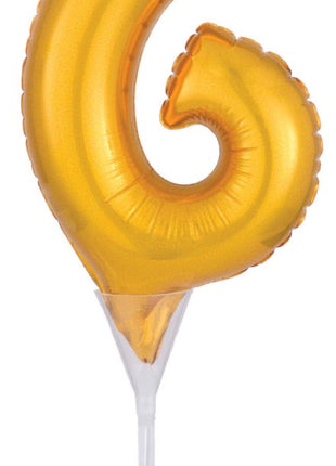 Gold, Arany 6-os szám fólia lufi tortára 15 cm