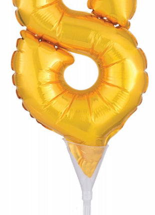 Gold, Arany 8-as szám fólia lufi tortára 15 cm